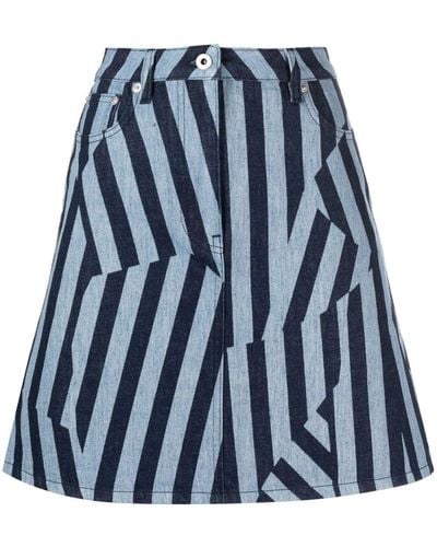KENZO Dazzle Stripe Denim Skirt - Blue