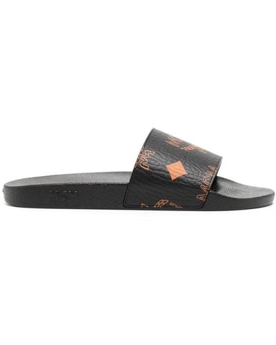 MCM Slippers Met Monogram - Wit