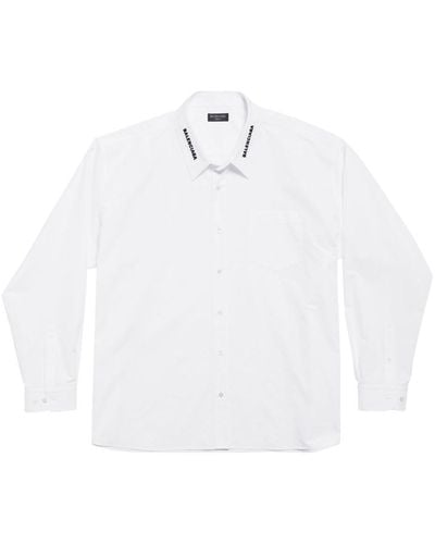 Balenciaga Logo-embroidered Cotton Shirt - White