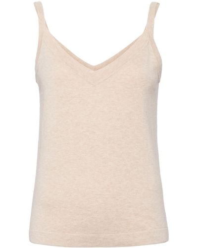 N.Peal Cashmere Fine-knit Cami Top - Natural