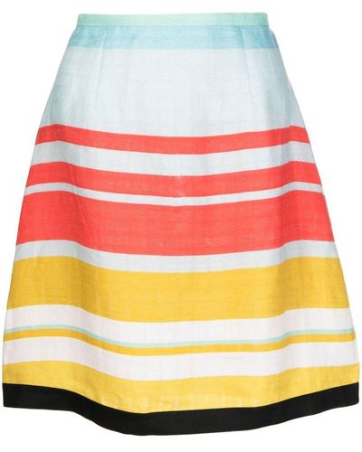 Bambah Stripe-print Linen Mini Skirt - Yellow