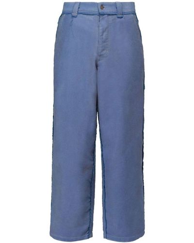 Maison Margiela Pantalon en coton à coupe ample - Bleu