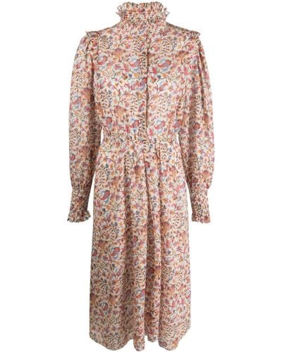 Isabel Marant Midi-jurk Met Bloemenprint - Naturel
