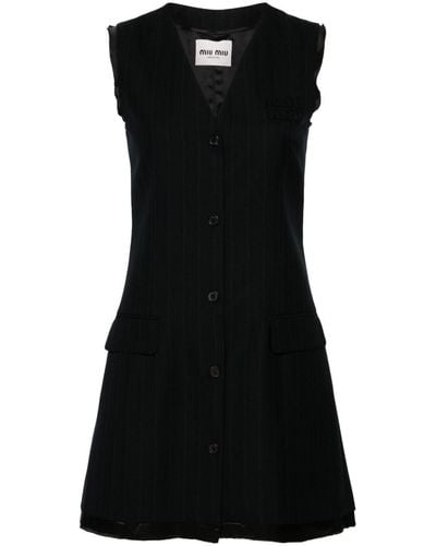 Miu Miu Driped Dress - Black