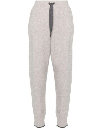 Brunello Cucinelli Pantalones de chándal de talle medio - Gris