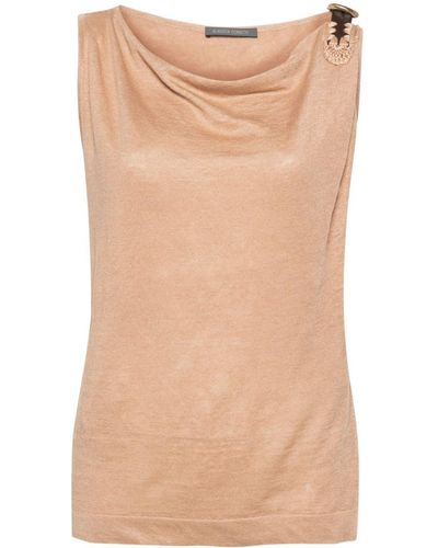 Alberta Ferretti Belted-shoulder Tank Top - Natural