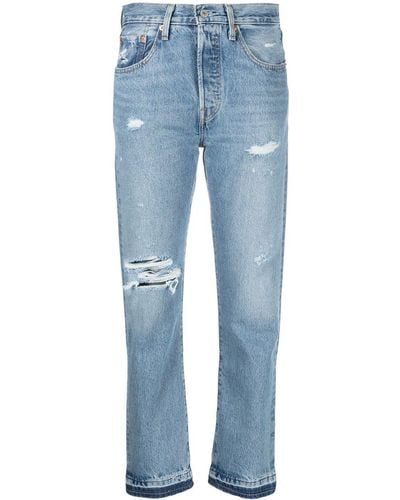 Levi's Ripped-detail Cropped Jeans - Blue