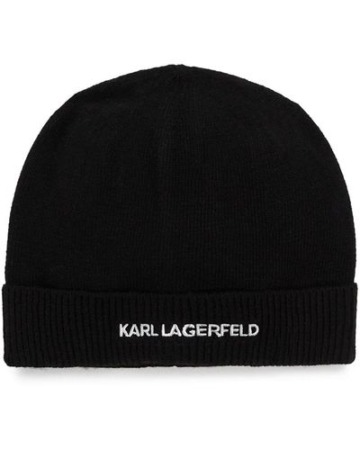 Karl Lagerfeld K/essential Logo-embroidered Beanie - Black