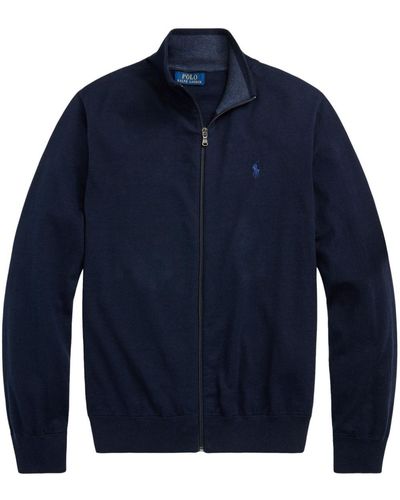 Polo Ralph Lauren Polo Pony Zip-front Cotton Sweatshirt - Blue