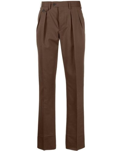 Lardini Pleated Tapered-leg Trousers - Brown