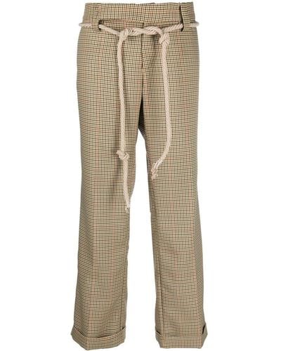 Jejia Check Belted-waist Pants - Natural