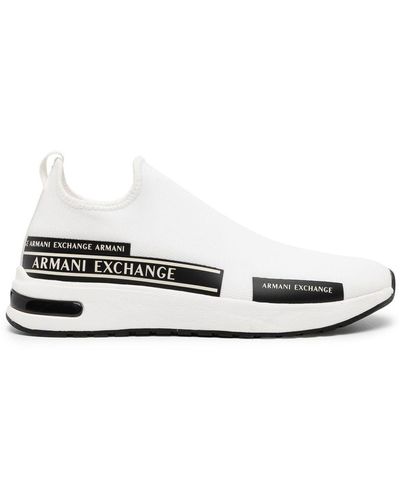 Armani Exchange Side Logo-print Sock Trainers - White