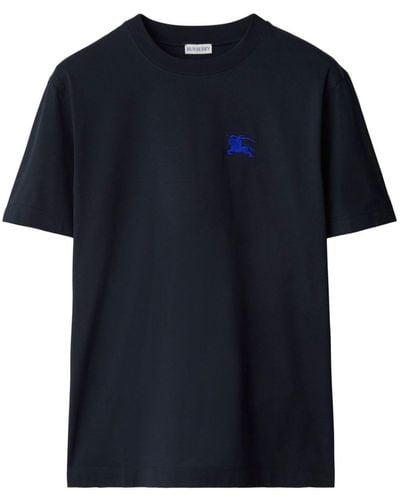 Burberry Edk-embroidered Cotton T-shirt - Blue