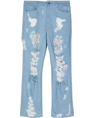 Collina Strada Distressed-Jeans mit Pailletten - Blau