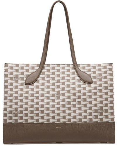 Bally Pennant Geometric-pattern Print Tote Bag - Natural