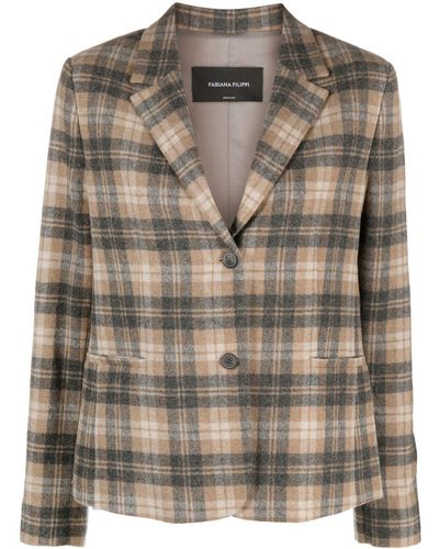 Fabiana Filippi Plaid-check Pattern Blazer - Grey