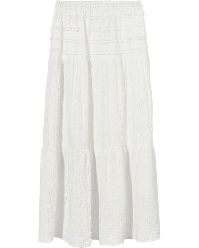 B+ AB Ruffle Tiered Maxi Skirt - White