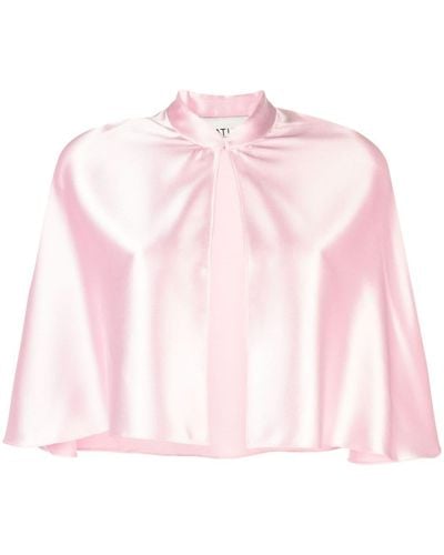 Atu Body Couture Stand-up Collar Satin Cape - Pink