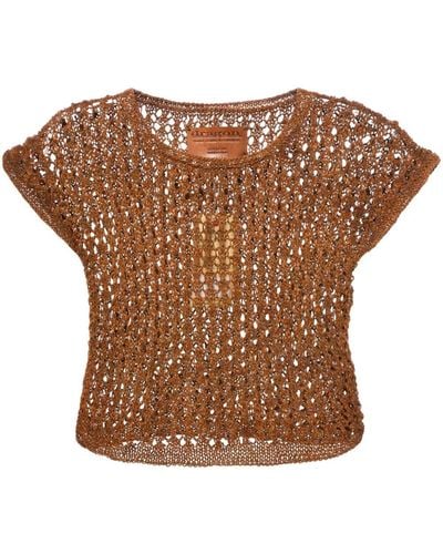 Dragon Diffusion Knitted Leather Top - Brown
