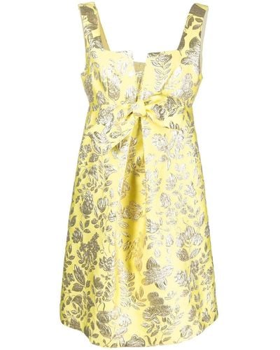 P.A.R.O.S.H. Floral-jacquard Sleeveless Mini Dress - Yellow
