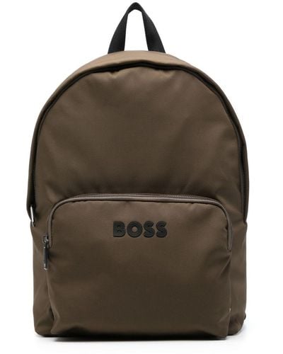 BOSS Logo-rubberised Backpack - Brown