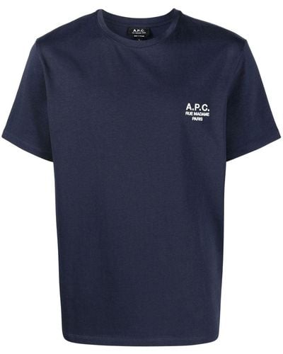A.P.C. T-shirt Met Logoprint - Blauw