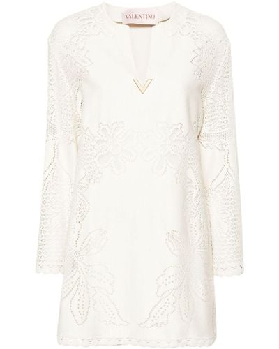 Valentino Garavani Guipure Cotton Mini Dress - White