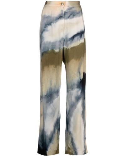 Raquel Allegra Abstract-print Palazzo Trousers - Blue