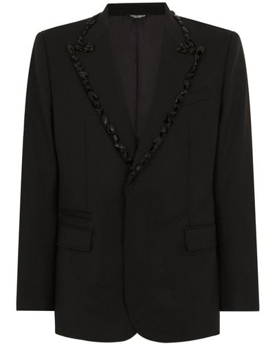 Dolce & Gabbana ラインストーン シングルジャケット - ブラック