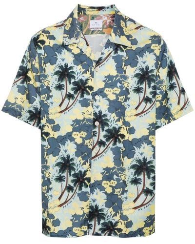 PS by Paul Smith Eyes On The Sky-print Shirt - Blue