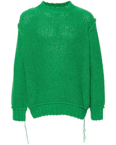 Sacai Exposed-seams Open-knit Sweater - Green