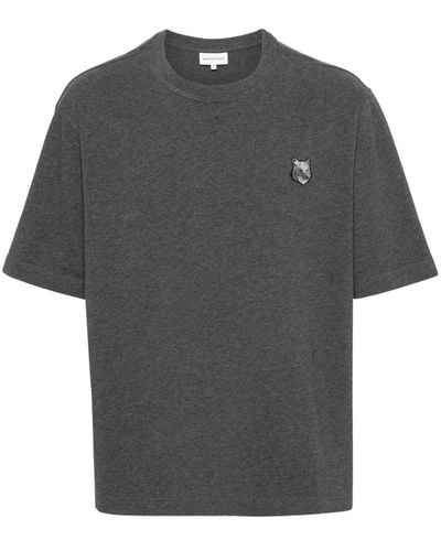 Maison Kitsuné Fox-Motif Cotton T-Shirt - Gray