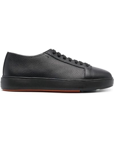 Santoni Leather Low-top Sneakers - Black