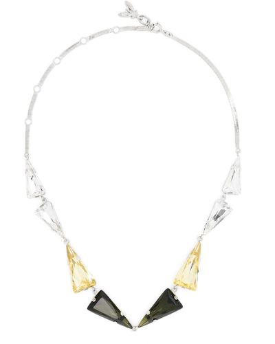 Patrizia Pepe Geometric Crystal-chain Necklace - White