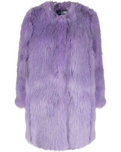 Alabama Muse Kate Collarless Faux-fur Coat - Purple