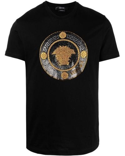 Versace T-shirt en coton à col rond - Noir