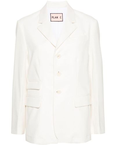 Plan C Single-breasted Blazer - White