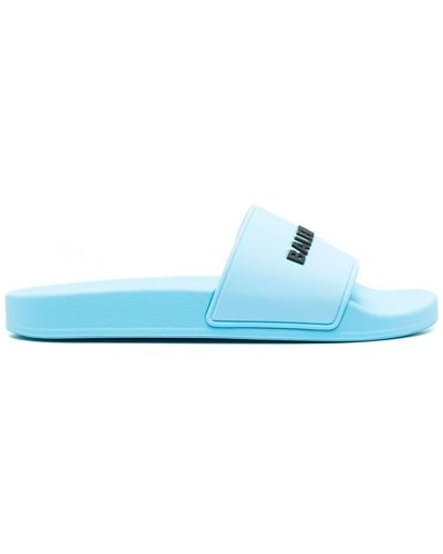 Balenciaga Raised-logo Slides - Blue