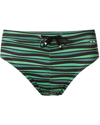 Amir Slama Horizontal-stripe Swimming Trunks - Green