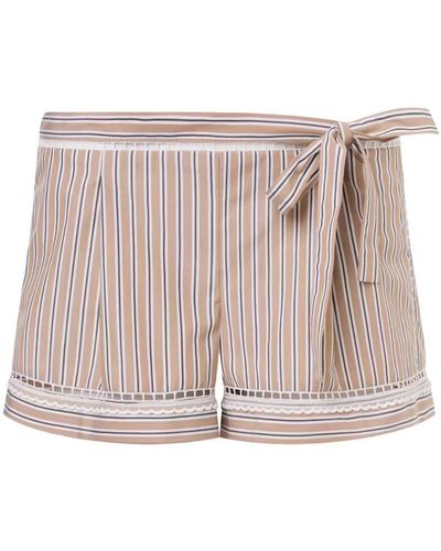 Alberta Ferretti Bow-embellished Striped Mini Shorts - Pink