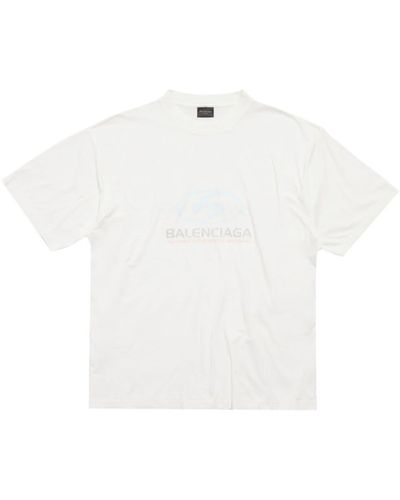 Balenciaga T-shirt en coton à logo Surfer imprimé - Blanc