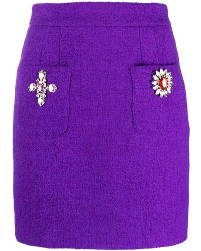Moschino Brooch-embellished High-waisted Skirt - Purple