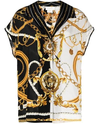 Camilla Baroque-pattern Silk Shirt - Black