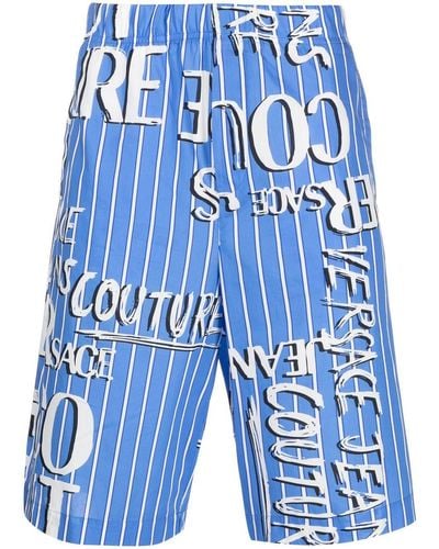 Versace Jeans Couture Bermudas con logo estampado - Azul