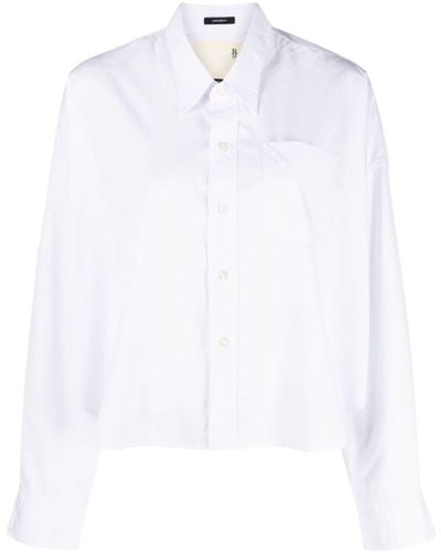 R13 Cropped-Hemd mit langen Ärmeln - Weiß
