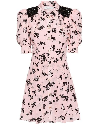 Alessandra Rich Kleid mit Faltenrock - Pink