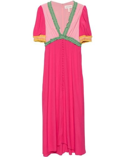 Saloni Lea Colour-block Maxi Dress - Pink