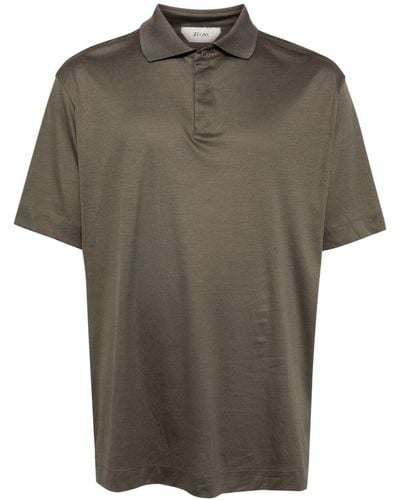 Zegna Short-sleeved cotton polo shirt - Grün