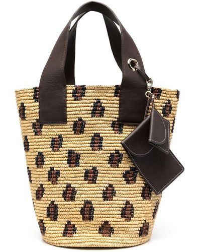 Sensi Studio Patterned Straw Tote Bag - Metallic