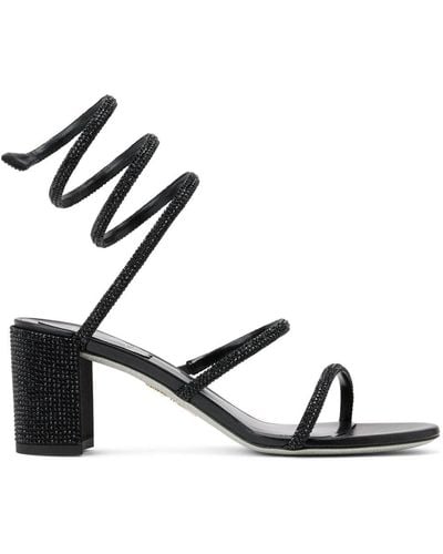 Rene Caovilla Rhinestone-embellished Satin Sandals - Black